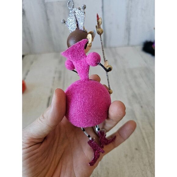 Pier 1 Queen jointed glitter metal valentine ornament vintage Xmas tree wand pin - Picture 6 of 10